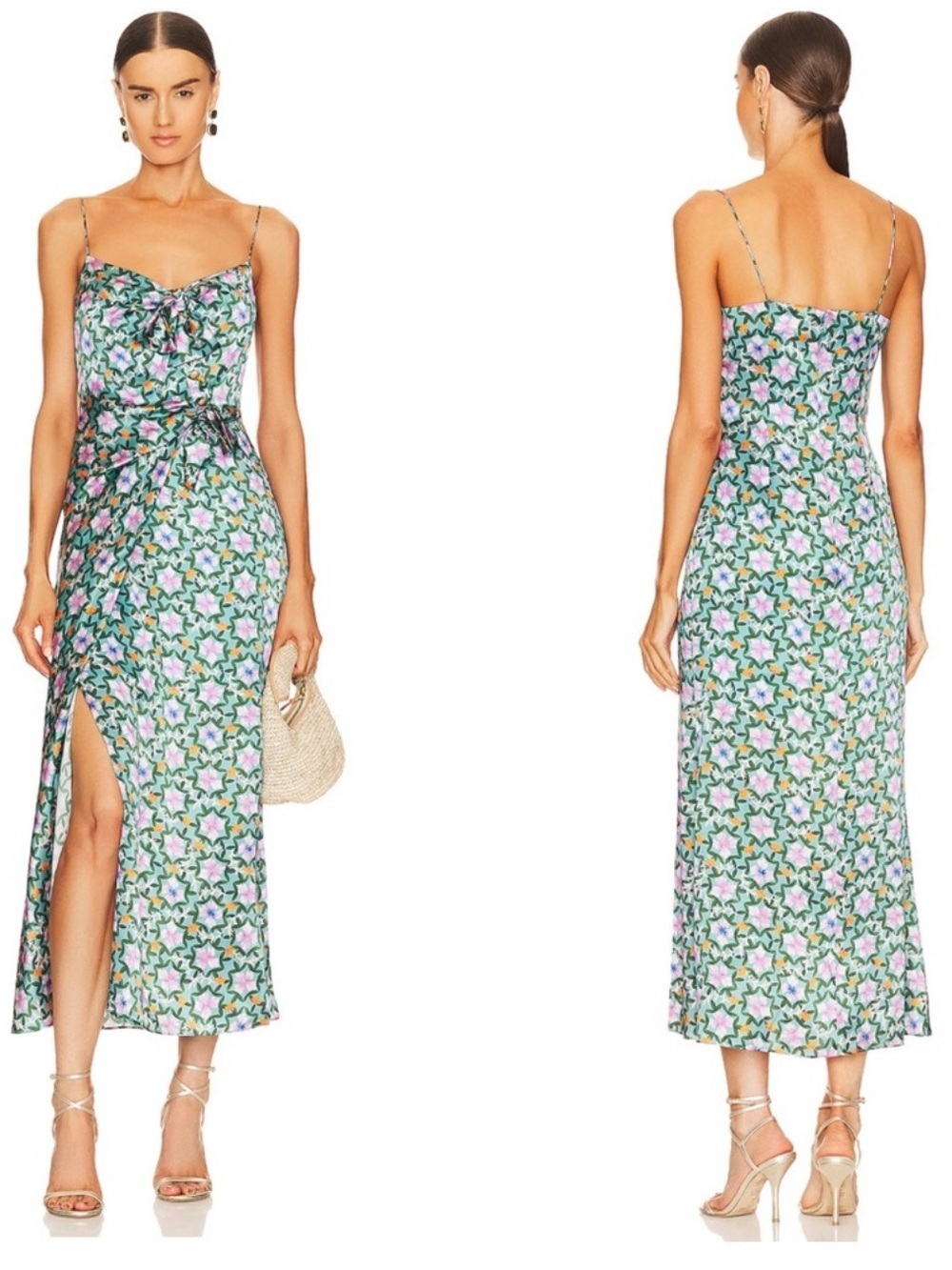 Saloni Penelope-B Silk Dress in Sorrel Teal 8